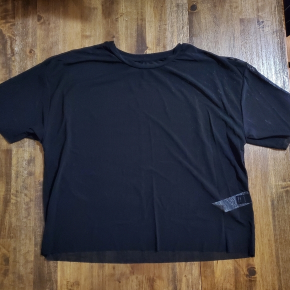 2 New Women's Cute Shein Drop Shoulder Mesh Summer Top - Black & Tan Brown - Picture 4 of 8